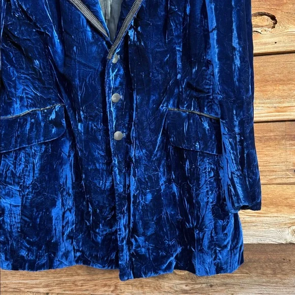 Men's Blue Velvet Jacket - Picture 4 of 9
